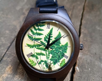 Green Leaf Watch, Leaf Watch, Canadian Emblem Watch, Instagram Style, Unisex Wrist Watch, Wooden Watch, Engraved Personalized Special Gift