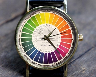 Rainbow Watch, Color Palette Watch, Unique Watch, Gents Watch, Ladies Watch, Unisex, Men’s & Women’s Wrist Watch, Engraved Personalized Gift