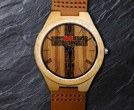 Christian Watch Cross Watch Christ Watch Unisex Men s and Women s Wrist Watch Wood Watch Engraved Personalized Christmas Birthday Gift Etsy