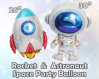 Space Themed Birthday Party Balloon, 26" Rocket Balloon, 30" Astronaut Balloon