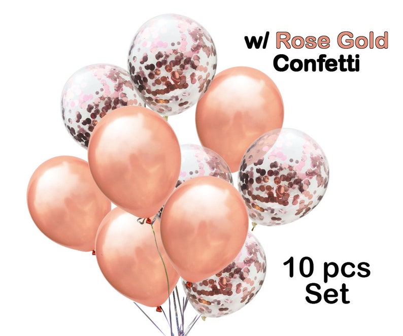 10pcs Birthday Balloons Latex Balloons Rose Gold Confetti Balloons Birthday Party Decor 11 Confetti Balloons Bachelorette Balloons