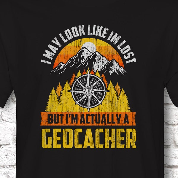 Lustiges Geocacher T-Shirt, Geocaching Geschenkidee, Humorvolle GPS Satelliten Schatzjäger Grafik Print T-Shirt Top