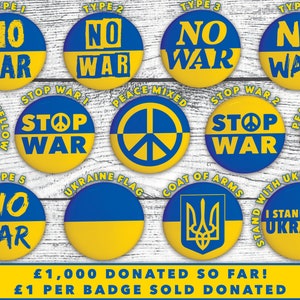 Ukraine Pin Badge, Ukrainian Flag Colours Pin Back Button, No War In Ukraine, Donations to the Disasters Emergency Committee DEC UK Charity