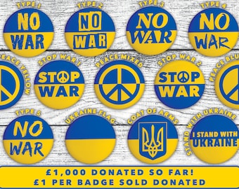 Ukraine Pin Badge, Ukrainian Flag Colours Pin Back Button, No War In Ukraine, Donations to the Disasters Emergency Committee DEC UK Charity