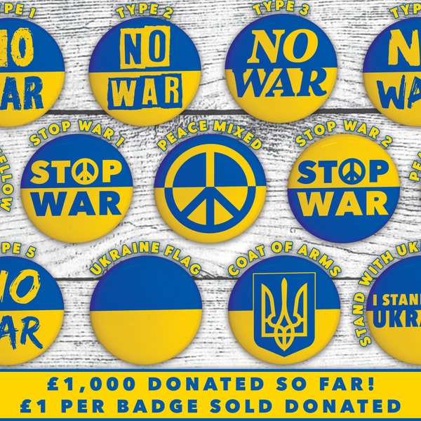 Badge d’épinglette d’Ukraine, icône de retour des couleurs du drapeau ukrainien, pas de guerre en Ukraine, dons au comité d’urgence des catastrophes DEC UK Charity