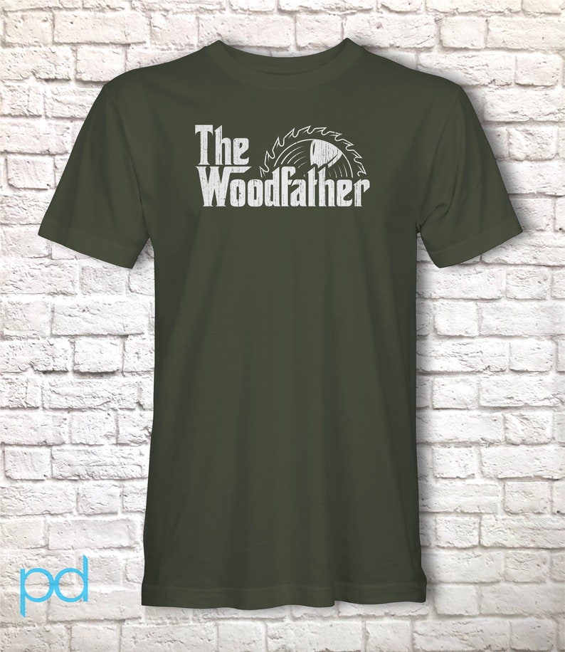 Funny Carpenter T-Shirt, Woodfather Parody Gift Idea, Humorous Woodworking Joiner Tee Shirt T Top, Circular Saw Army