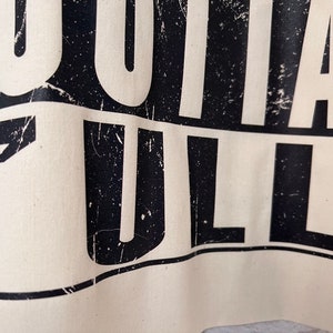 Funny Hull Tote, Straight Outta 'ull Hull White Funny Compton NWA Style Organic Cotton/Denim Tote Bag image 6