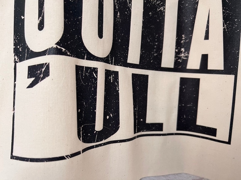 Funny Hull Tote, Straight Outta 'ull Hull White Funny Compton NWA Style Organic Cotton/Denim Tote Bag image 6