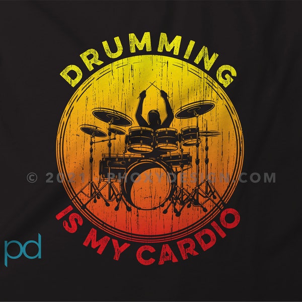 Drôle de batteur T Shirt Cadeau, Drum Kit Player Idée présente, Drumming Is My Cardio Tee Shirt T Top