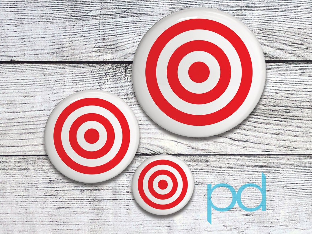 Three Ringed Target Bullseye Target Rings Pin Badge, Red Shooting Rings Pin Back Button ...