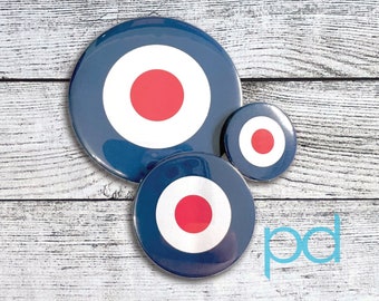 RAF Roundel Pin Badge, MOD Rings Pin Back Button Badge