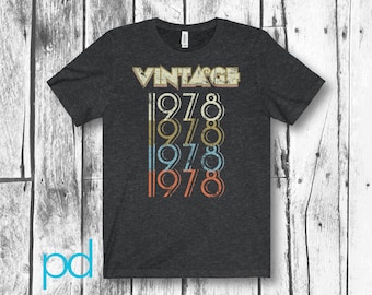 44th Birthday Gift in Retro & Vintage 70s style 1978 Tee Shirt For Men or Women Unisex Jersey Short Sleeve T Shirt