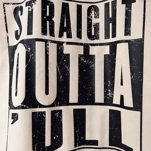 Funny Hull Tote, Straight Outta 'ull Hull White Funny Compton NWA Style Organic Cotton/Denim Tote Bag image 4