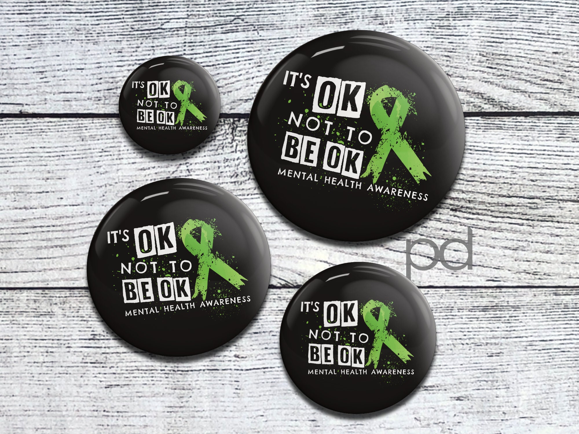 Green Ribbon Mental Health Awareness Enamel Lapel Pin Badge Suicide  Depression