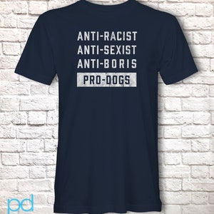 Anti-Boris T-Shirt, Dog Lover Johnson Tory Failure Tee Shirt, Tories & Conservative Epic Fail, Unisex Short Sleeve Graphic Print Top Navy