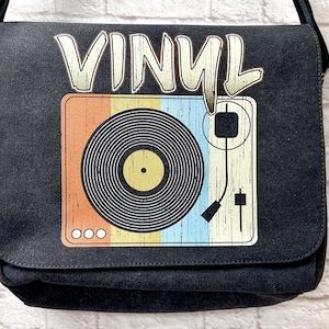 Record Player Retro Vintage Funky 70s 80s Classic Messenger Record Bag