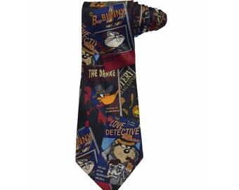pink panther necktie motorcycle biker animal silk tie Italy 1993 vintage MGM vintage thunder road diner leather jacket Harley Davidson