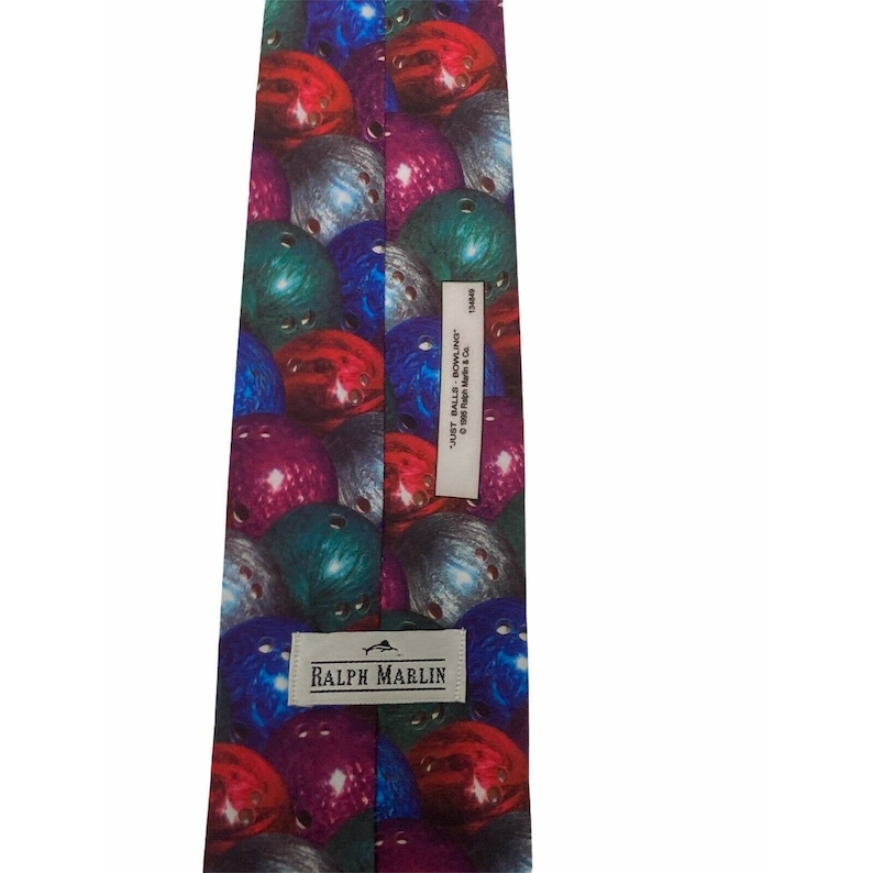 Ralph Marlin Just Balls Bowling Vintage Novelty Polyester Necktie