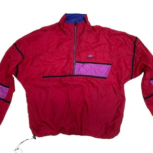Vintage Nike Half Zip Pullover Windbreaker Jacket Size Large Red