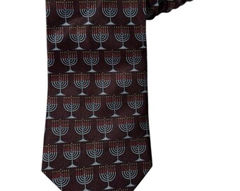 Utopia Menorah Jewish Religious Hanukkah Novelty Necktie
