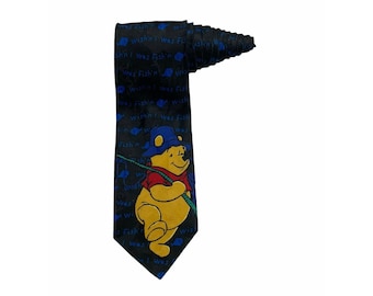 Disney Winnie The Pooh Wishin I Was Angeln Vintage Neuheit Krawatte Cartoon