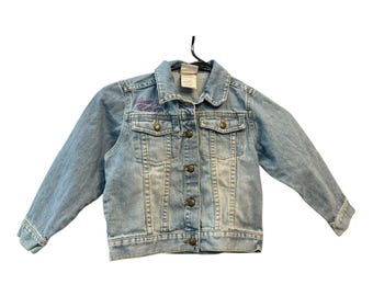 Disney Store Hannah Montana Girls Denim Ricamato Giacca di Jeans XS Raro