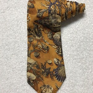 BOSS Hugo Boss Seashells Vintage Novelty Tie Necktie 100% Silk Italian