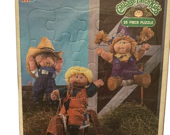 Rompecabezas de 25 piezas de la colección Farm Farmer Cowboys de Cabbage Patch Kids, de 1984