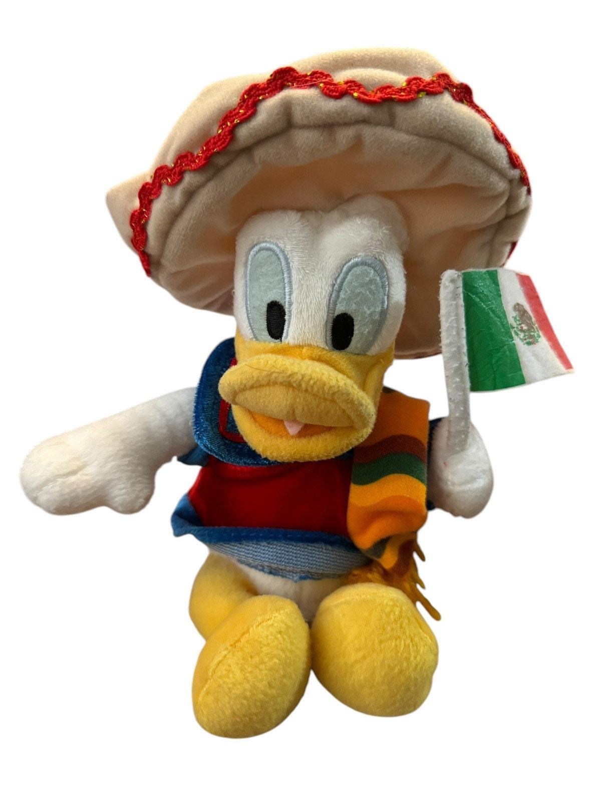 Disney World Donald Duck Mexico Flag Sombrero Plush Epcot Walt