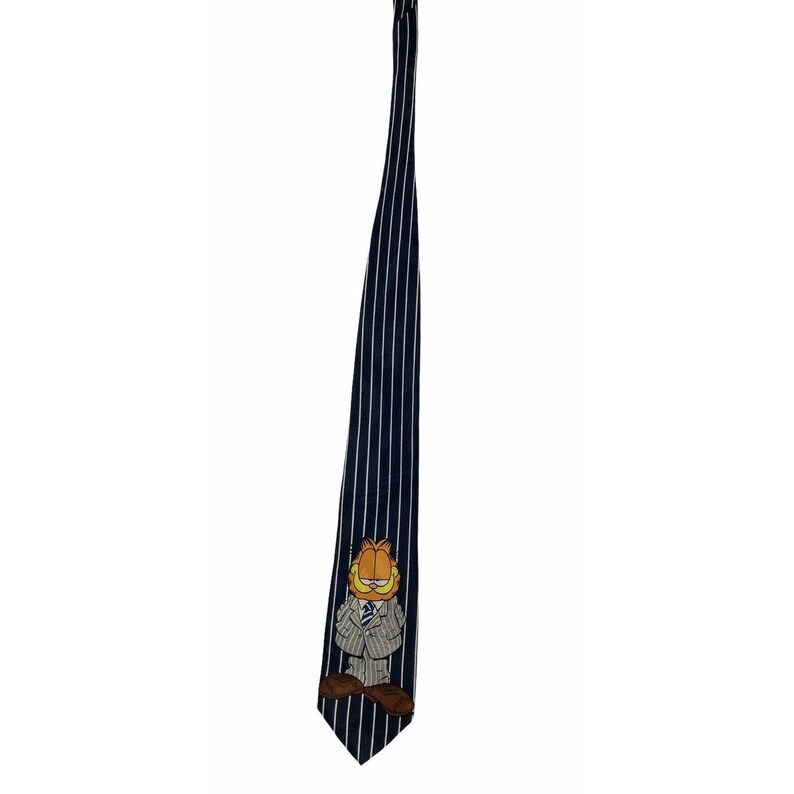 Paws Addiction Suit Wearing Garfield Cartoon Vintage Novelty Necktie Polyester