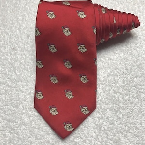 John Henry Santa Claus Vintage Red Necktie Christmas Novelty 100% Silk Tie