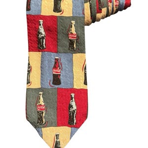 Coca Cola Glass Bottles Colorful Color Block Vintage Necktie