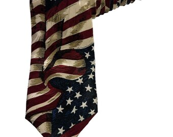 Museo Artefactos Bandera Americana 100% Vintage Novedad Corbata