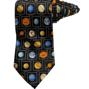 Museum Artifacts Planets With Names 100% Silk Novelty Necktie Mars Pluto Mercury