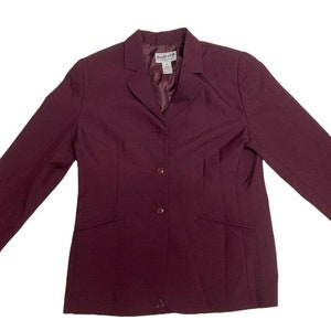 Vintage Pendleton Wool Blend Burgundy Blazer Jacket Size 10