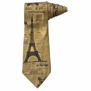 Museum Artifacts Effiel Tower Blueprints 100% Silk Vintage Tie Novelty