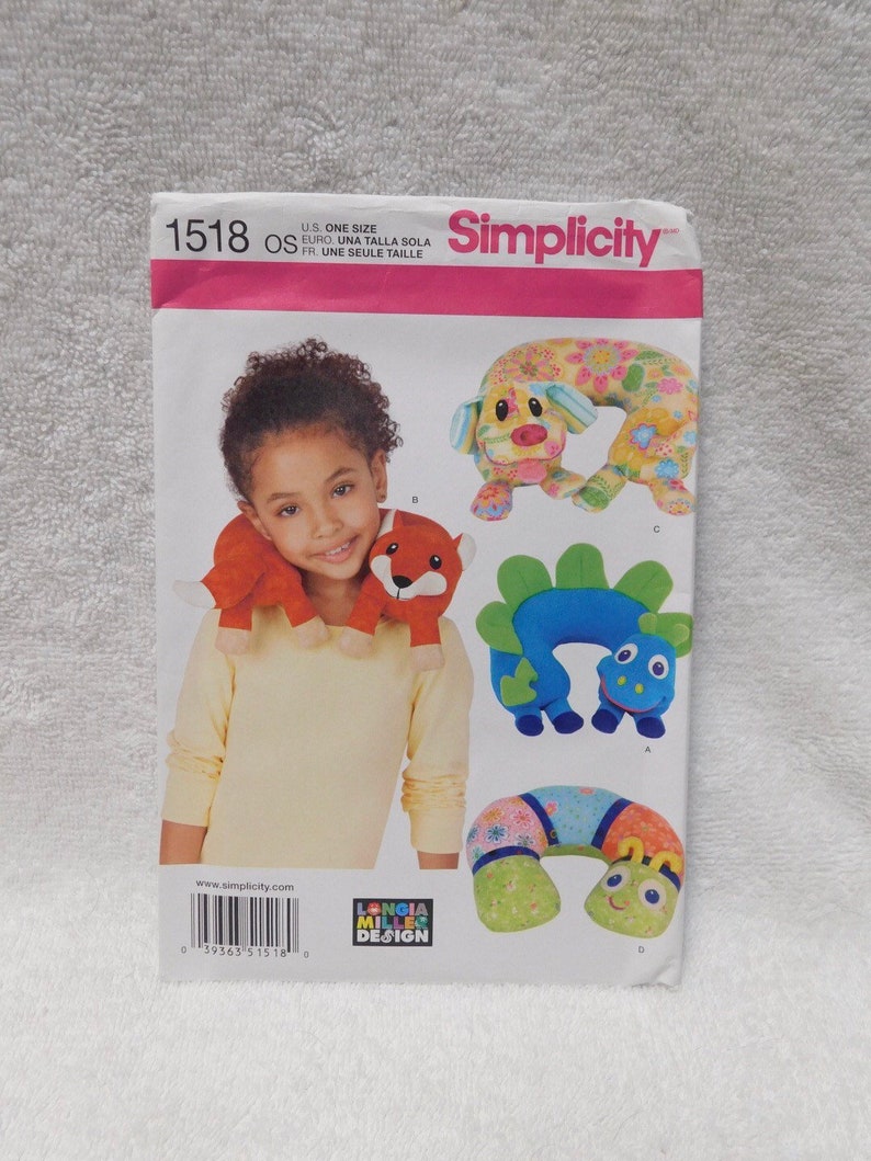 Simplicity 1518 Child Animal Neck Pillow Sewing Pattern Etsy
