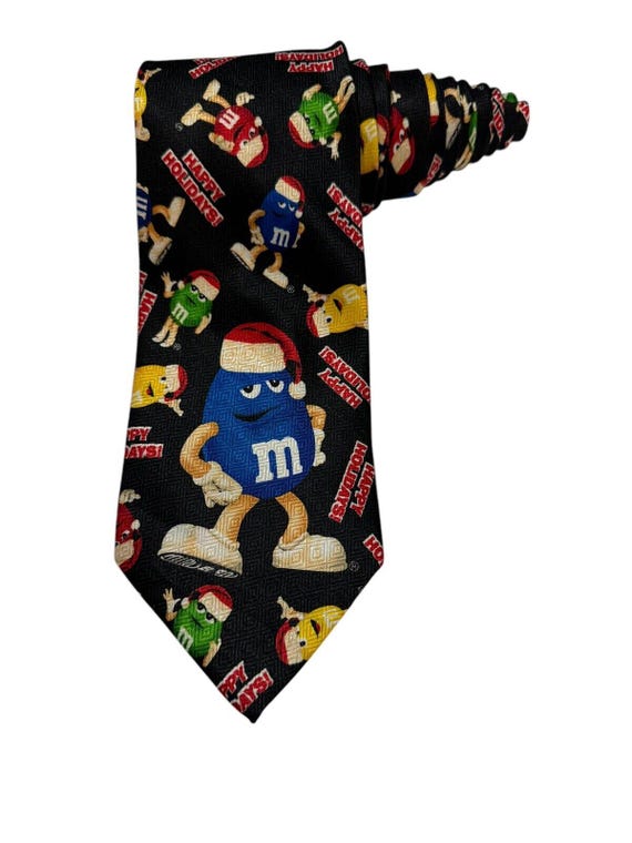M & M Happy Holidays Cartoon Novelty Mens NeckTie Christmas M M Candy