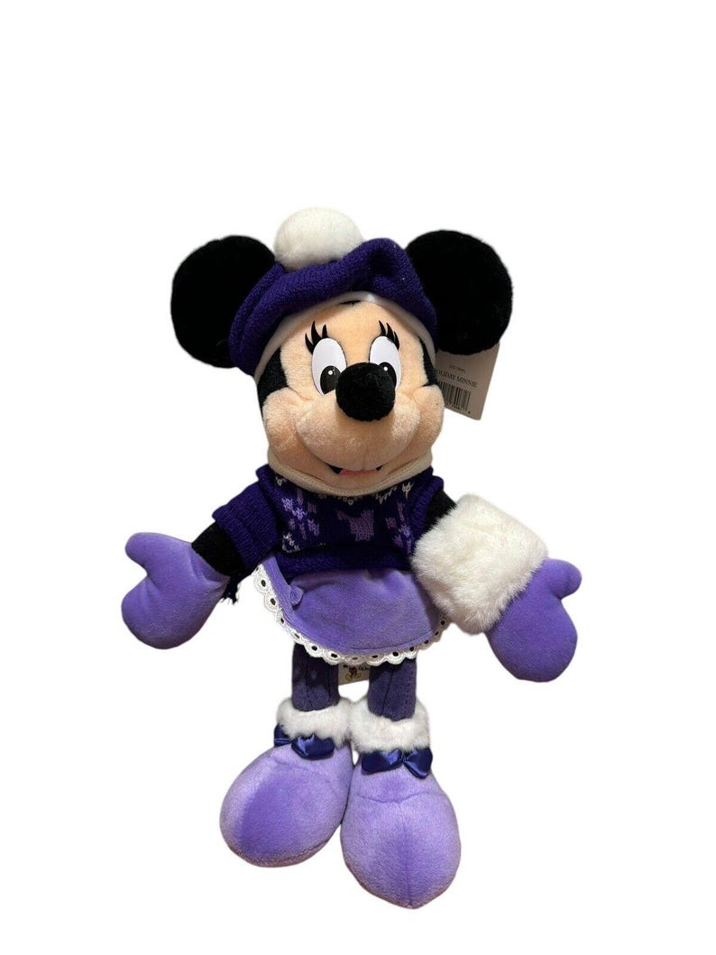 Walt Disney World Holiday Minnie Mouse Lila Gosedjur 40 cm Vintage bild 1
