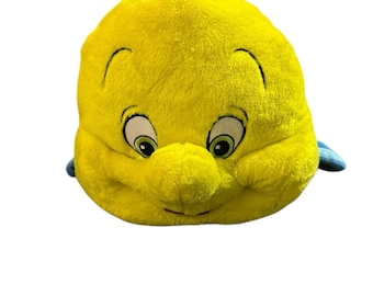 Disney Little Mermaid Flounder Fish Stuffed Animal Plush Toy 16" Zipper