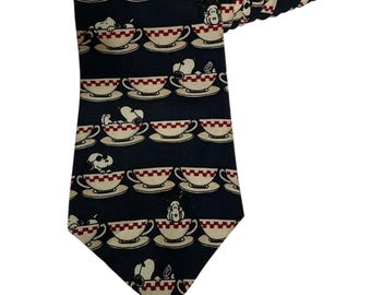 Peanuts Cup Of Joe Snoopy Joe Cool Coffee Vintage Cartoon Novelty Necktie Silk