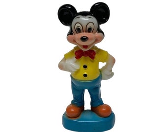 Vintage Disney Mickey Mouse Hard Plastic Figure Made in Hong Kong