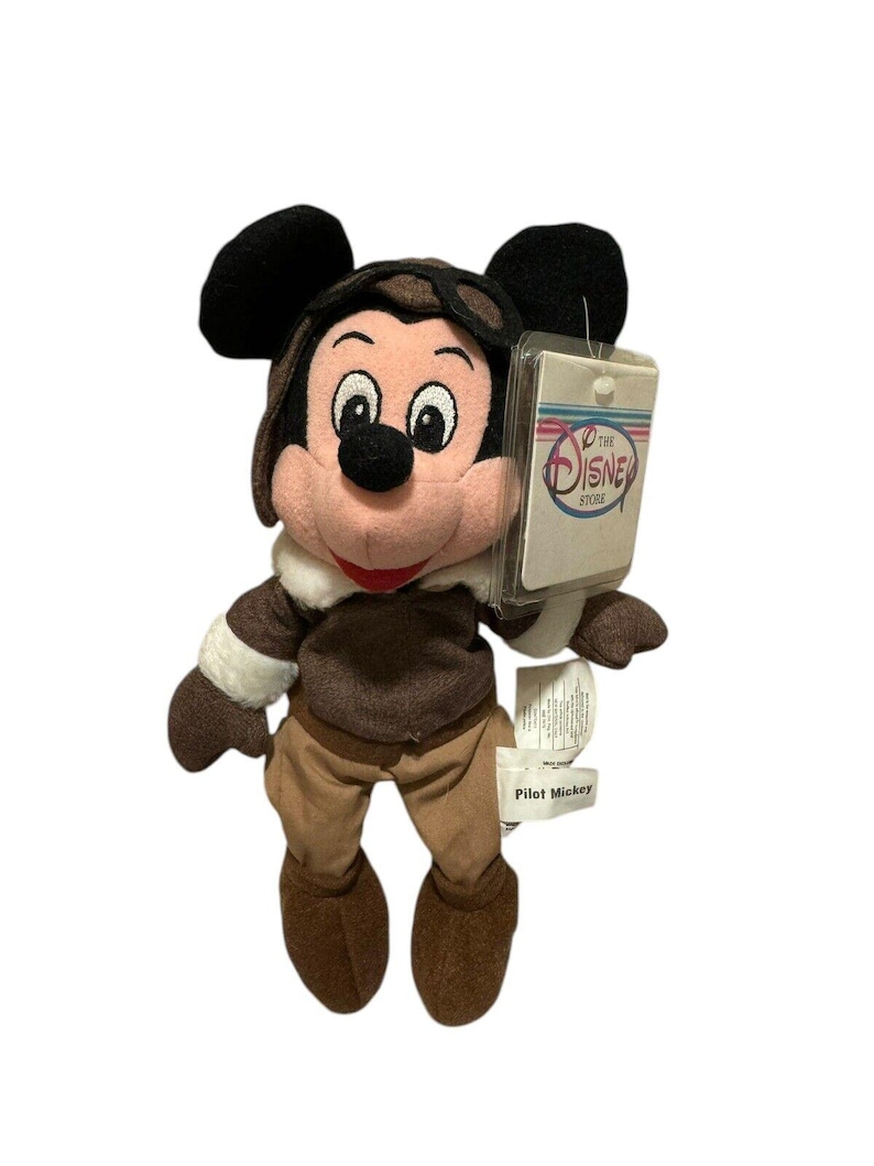 The Disney Store Mickey Mouse Pilot Bean Bag Stuffed Plush Toy 8” image 1