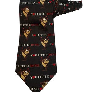 Corbata novedosa de dibujos animados de Looney Tunes Taz Tasmanian You Little Devil Hearts