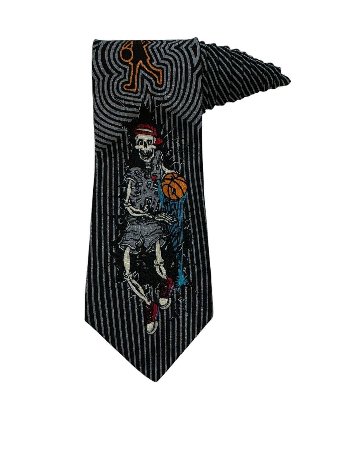 Skullman For MPB Greg Spiers Skeleton Basketball Vintage Necktie Rare Halloween