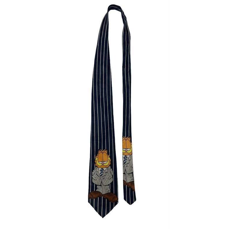 Paws Addiction Suit Wearing Garfield Cartoon Vintage Novelty Necktie Polyester