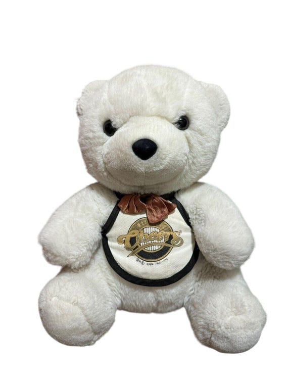 Delantal de bar de peluche con forma de oso de peluche blanco del programa  de televisión Cheers de 1994, VTG, 12
