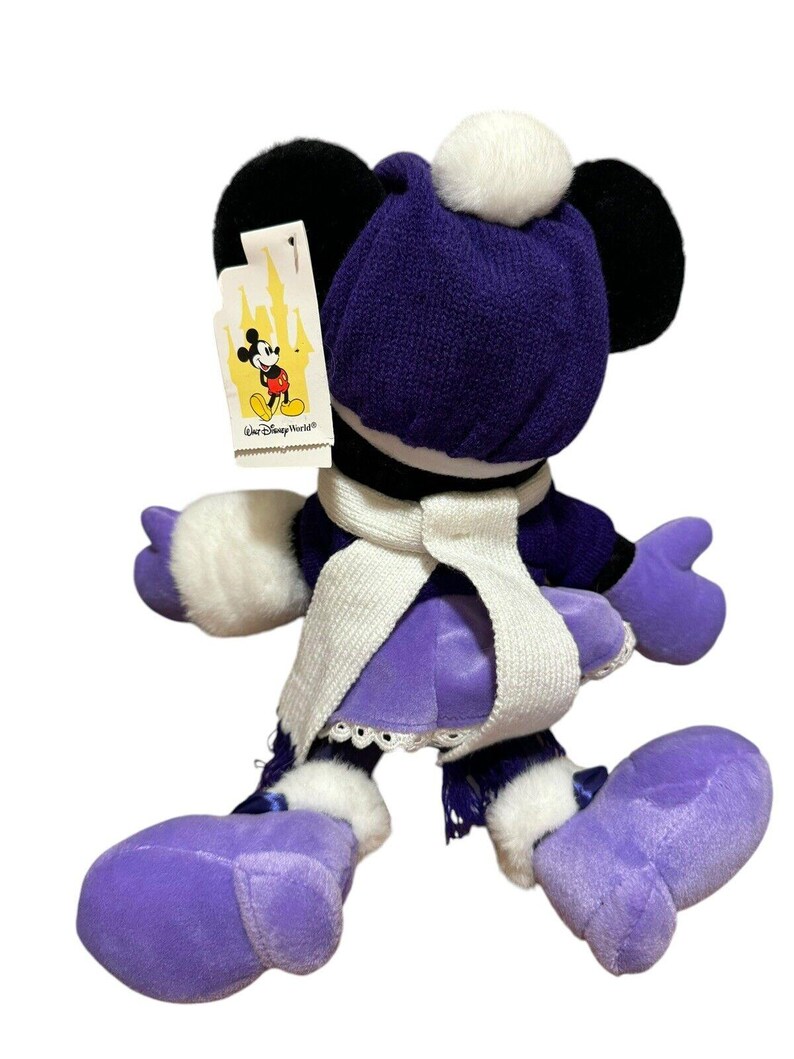 Walt Disney World Holiday Minnie Mouse Lila Gosedjur 40 cm Vintage bild 3