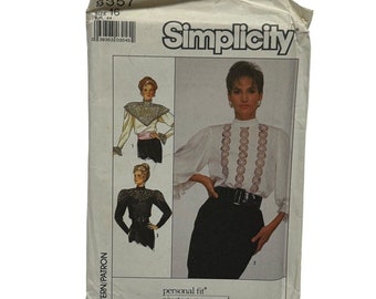 Simplicity 8357 Misses Blouse 1987 Vintage Sewing Pattern Size 16