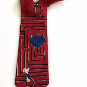 Hallmark Novel Ties Be Mine Valentines Maze Hearts Holiday Vintage Necktie